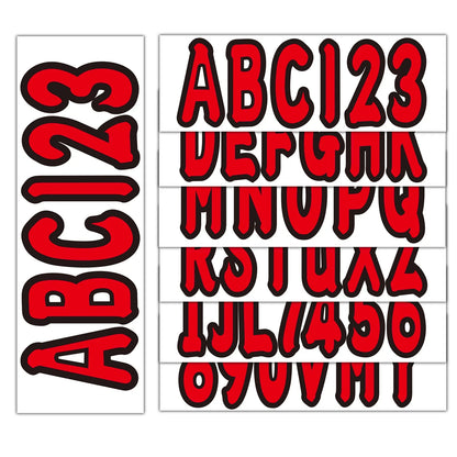 Boat Registration Decals A-Z Letters & 0-9 Numbers Red
