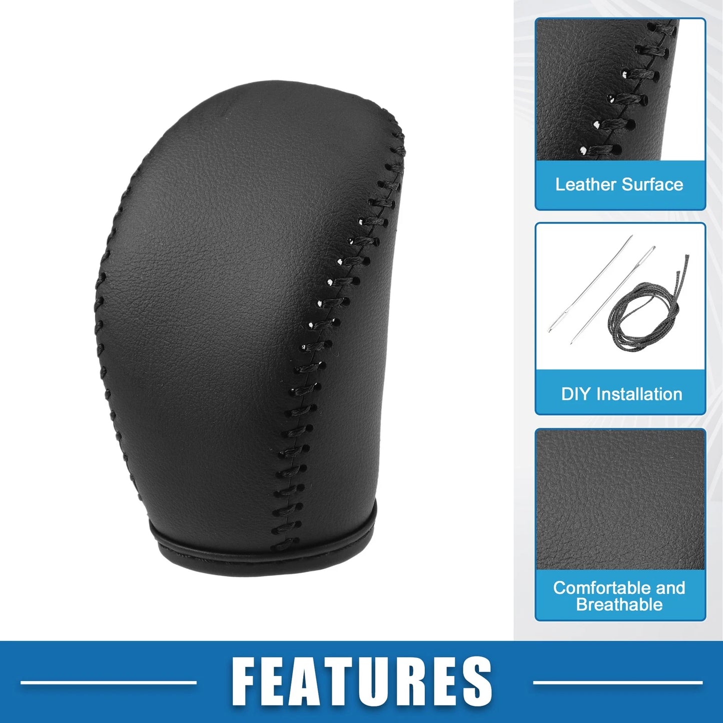 Gear Shift Head Knob Cover for Infiniti Q50 (2018-2020) Faux Leather Black