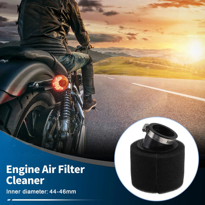 Air Filter 44-46mm Universal Rubber Foam Black 1 Set for Motorcycle
