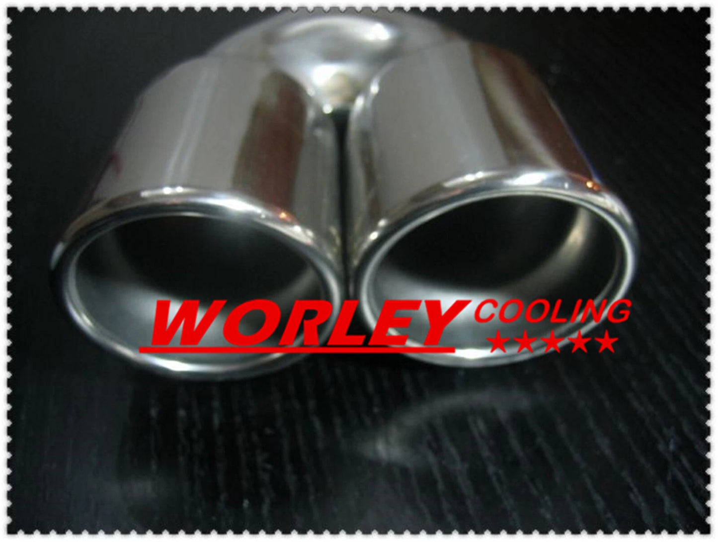 Exhaust Tip 2.25" Inlet Double Round Slanted Rolled