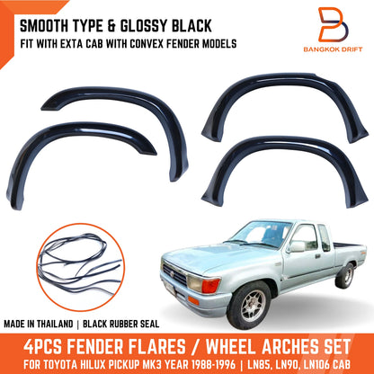 3" Black Wheel Arches Fender Flares for Toyota Hilux Ute Extra Cab (88-96)
