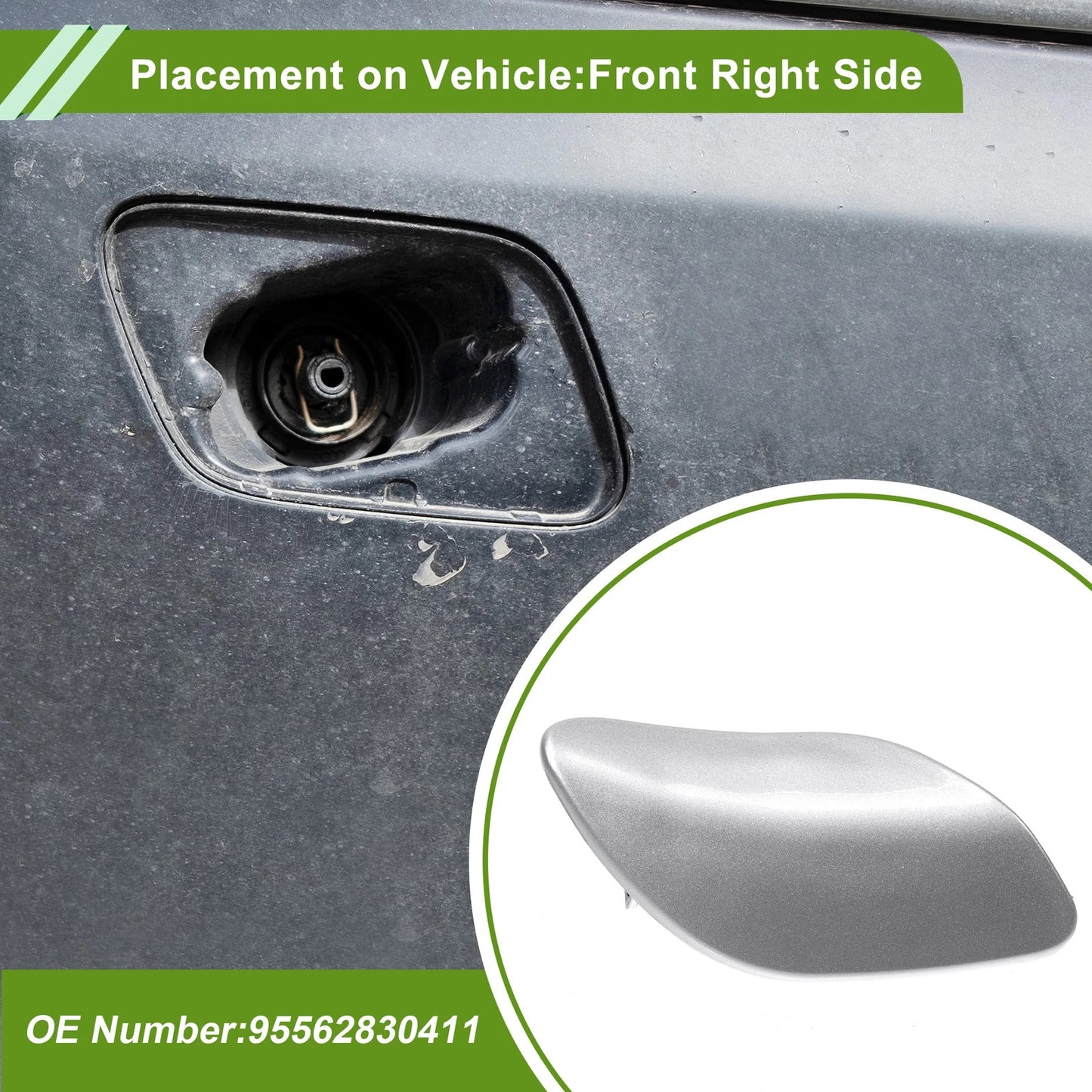 Right Washer Nozzle Cover Cap for Porsche Cayenne Silver Tone
