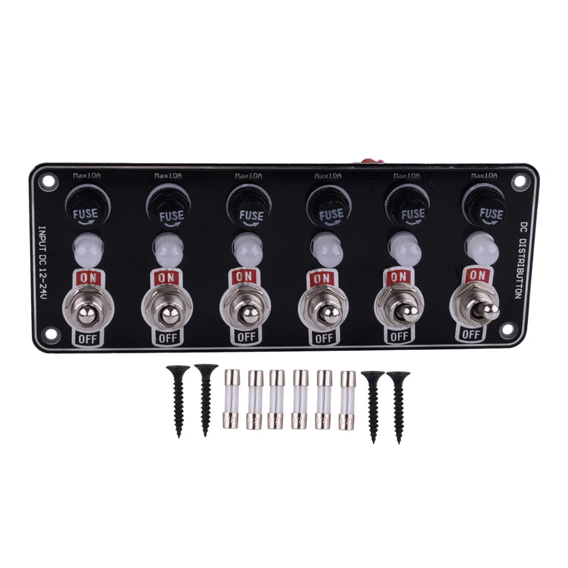 6 Gang Metal Rocker Switch Panel Fuse Box for Car Marine