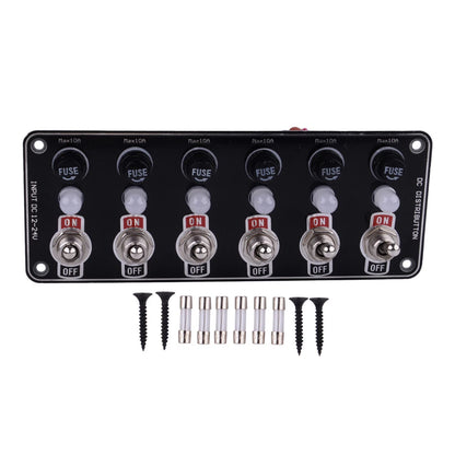 6 Gang Metal Rocker Switch Panel Fuse Box for Car Marine