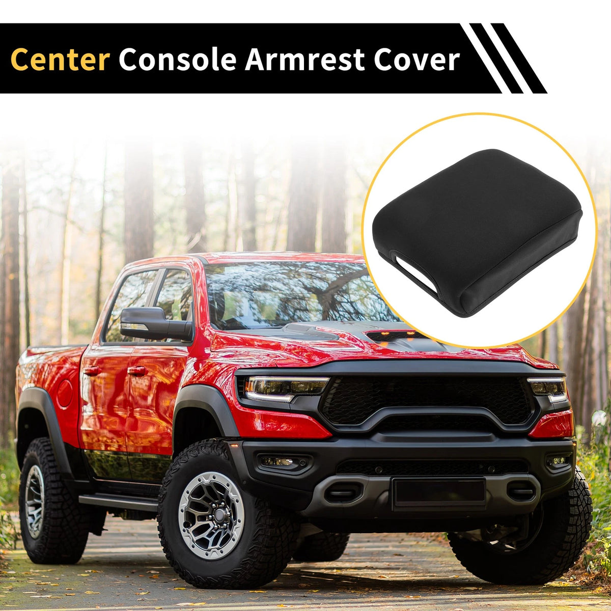 Armrest Cover for Toyota Tacoma Microfiber Leather Black (2005-2023)