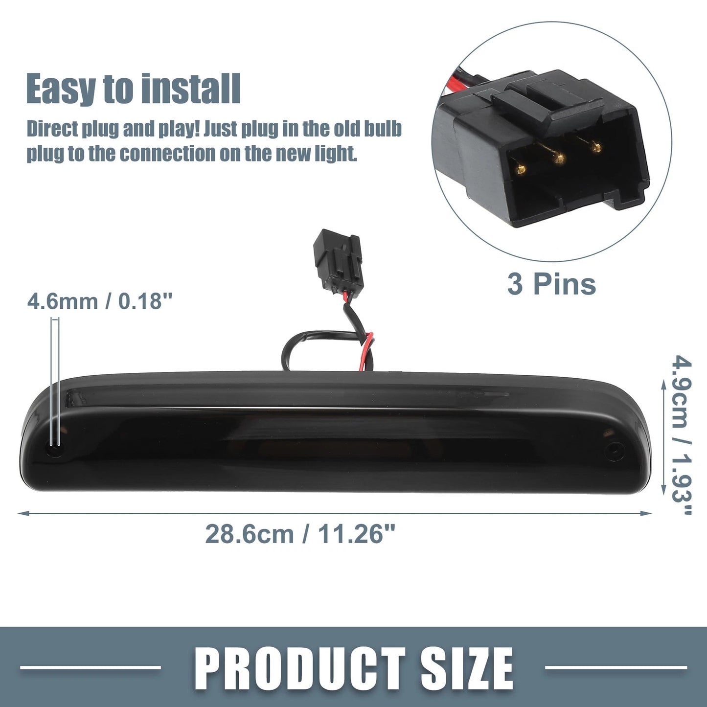 High Mount Stop Light for Ford (2004-2008) - Black Housing Smoked Lens