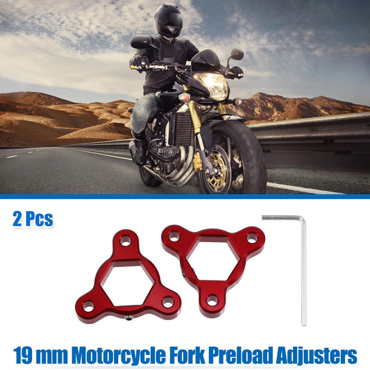 2pcs 19mm Racing Fork Preload Adjusters Aluminum Alloy Red for Motorcycle