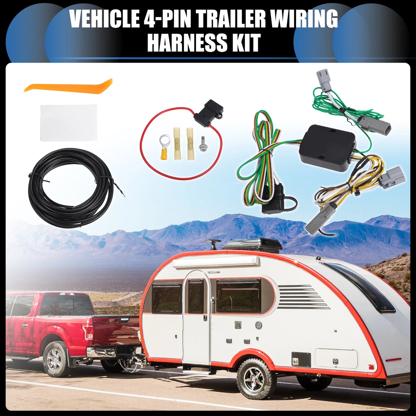 1 Set 4-Pin Trailer Wiring Harness Kit for Chrysler Pacifica (2017 - 2018)
