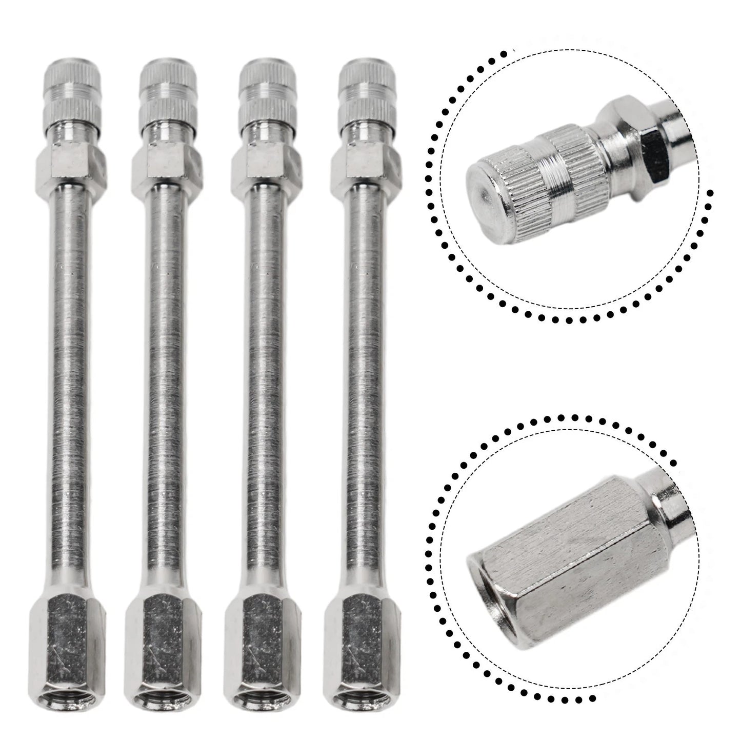 4x 100mm Metal Tire Wheel Valve Extension Cap Stem for Car Truck Van