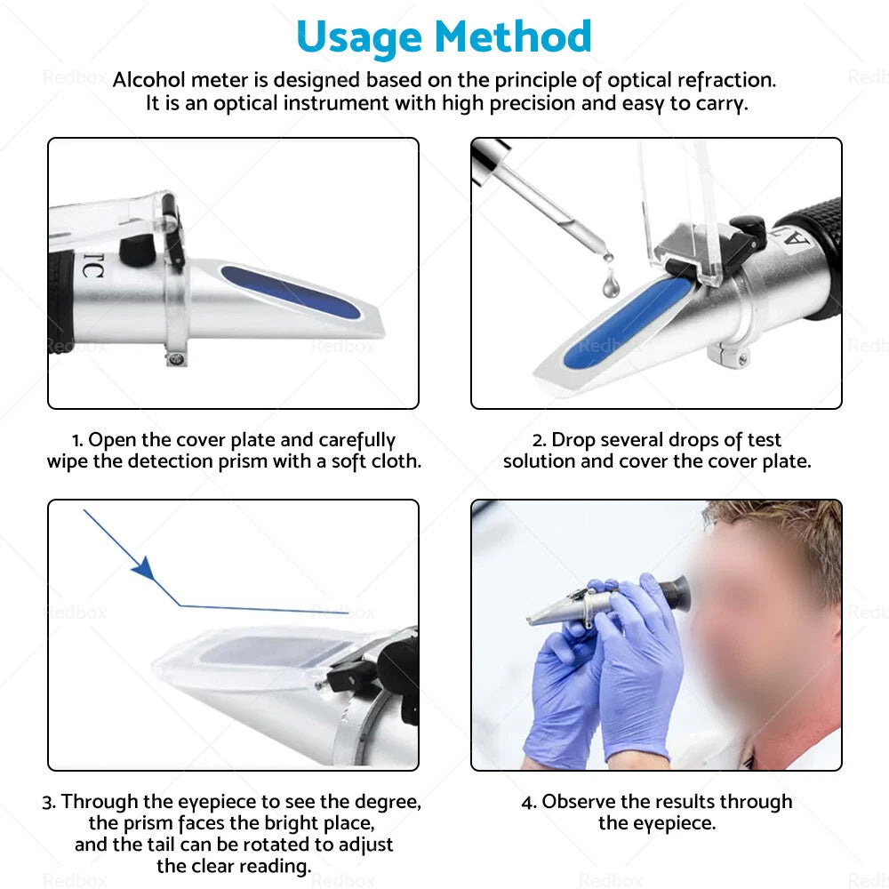 Portable ATC Alcohol Refractometer Liquor Volume Percent Tester (0-80%)
