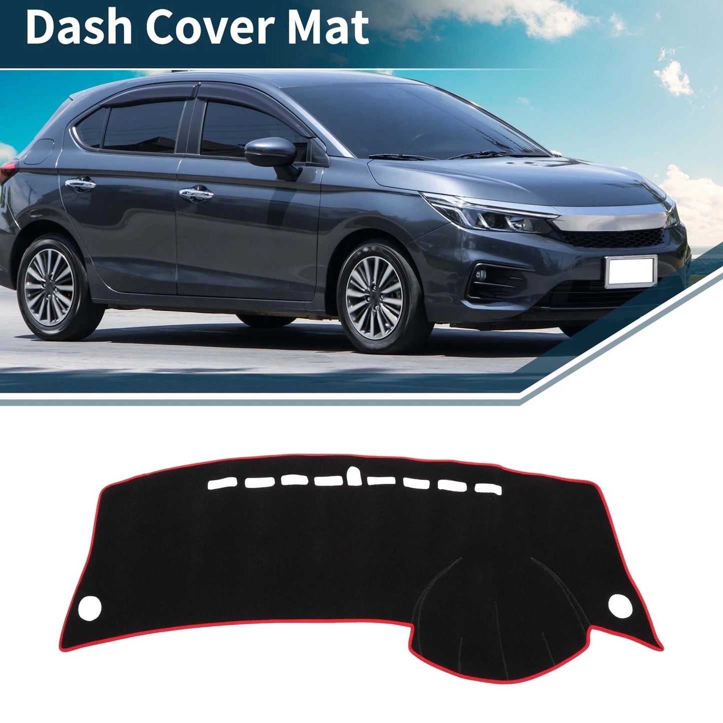Dashboard Cover Mat for Honda City Grace 2008-2013 Sun Protector Pad Black Red
