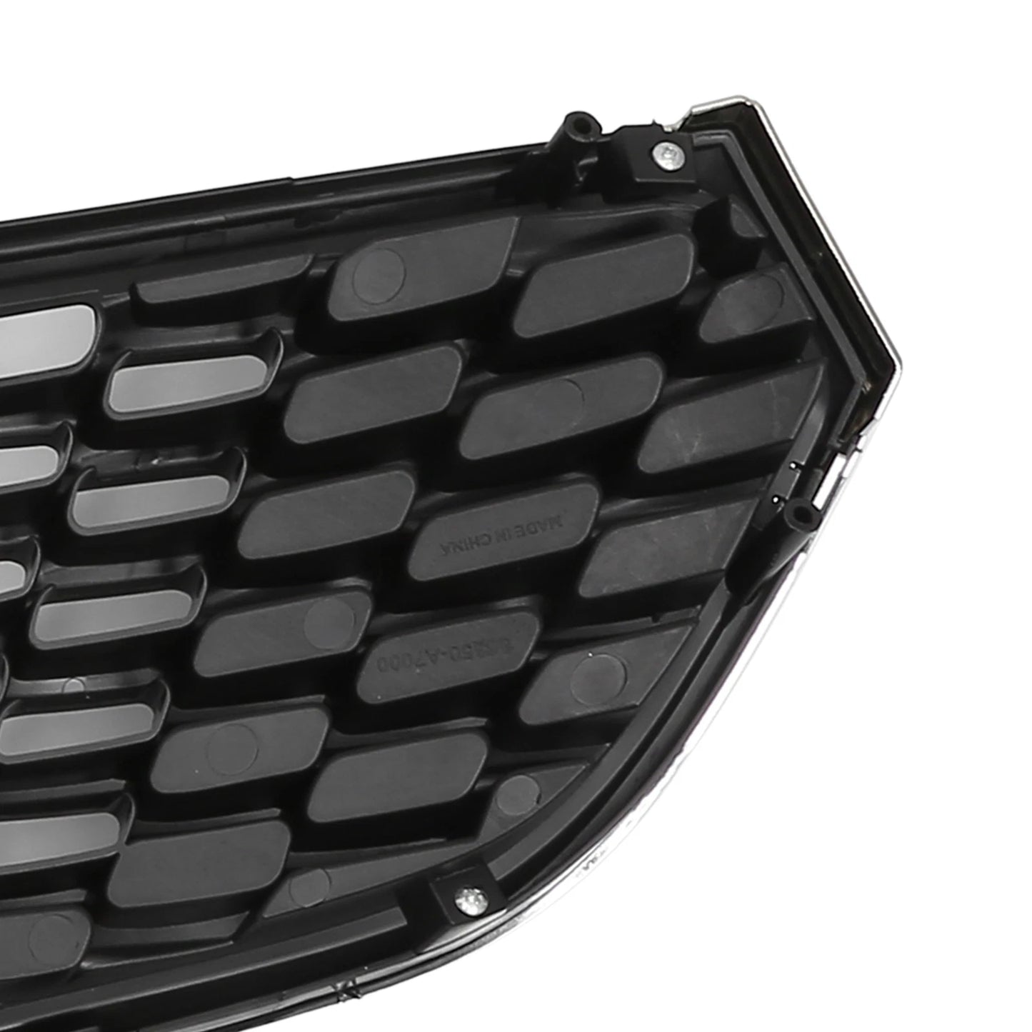 Upper Bumper Grille for Kia Forte (2014-2016) Black Chrome Silver Tone