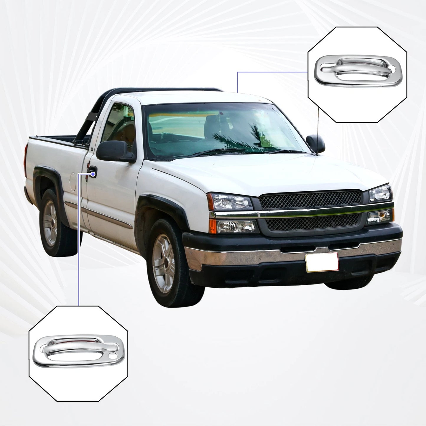 1 Pair Exterior Door Handle Cover with Keyhole for Chevrolet Tahoe (2000-2006)