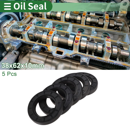 Oil Seal / 38x62x10mm / NBR Rubber High Pressure Black 5 Pcs