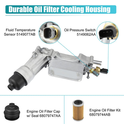 Aluminum Engine Oil Cooler Filter Housing for Dodge Ram Jeep