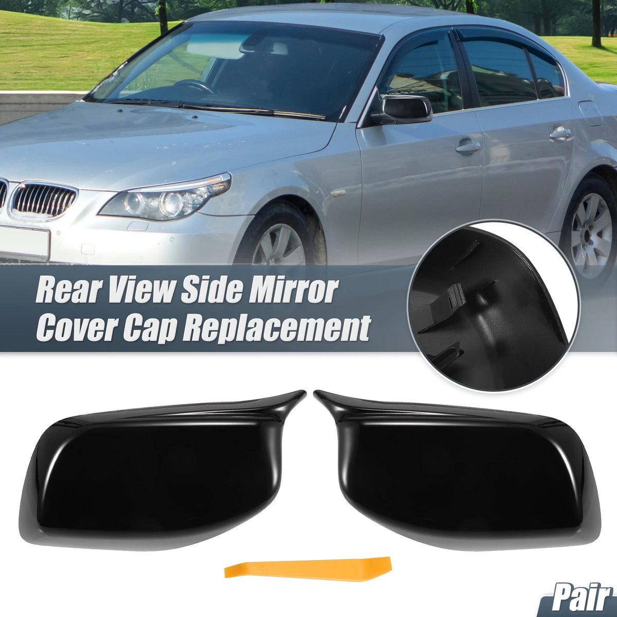 Rearview Mirror Cover Caps Gloss Black for BMW E60 E61 5 Series 6 Series