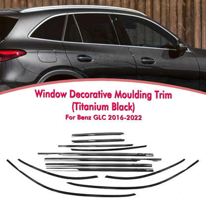8 x Titanium Black Window Moulding Seal Belt Strips for Benz GLC (2016-2022)