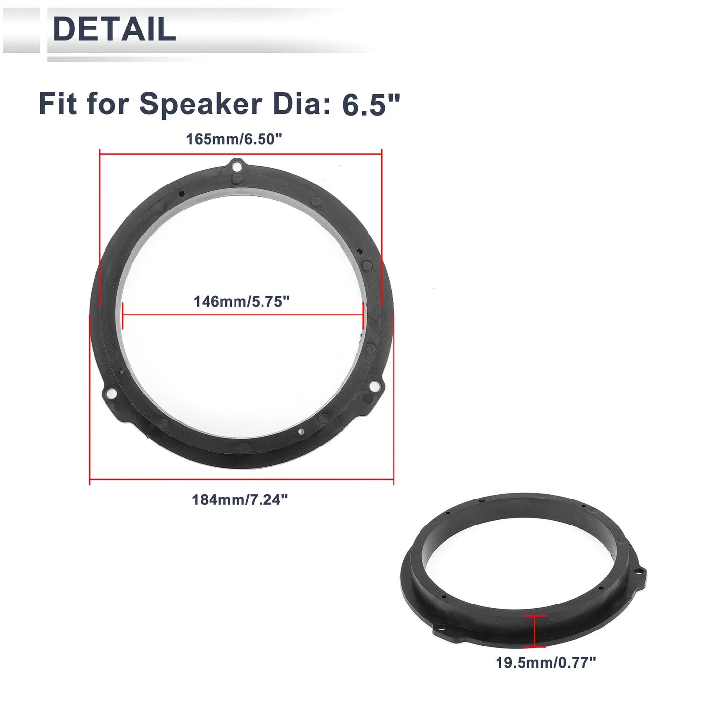 Speaker Spacer Ring Adapter for Ford C-Max 6.5" Speakers 2 x Pcs
