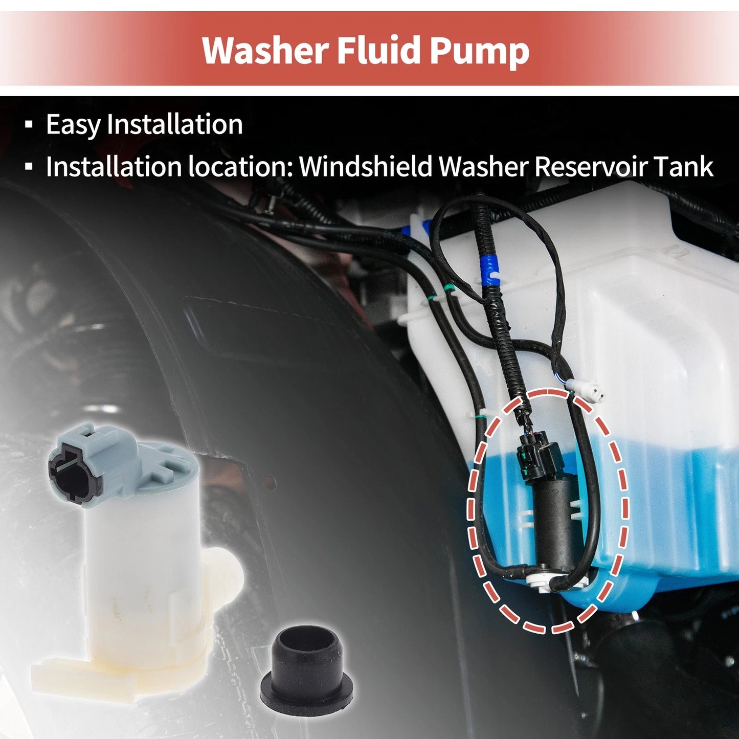 Windshield Washer Pump w/Grommet for Nissan (2000-2006)