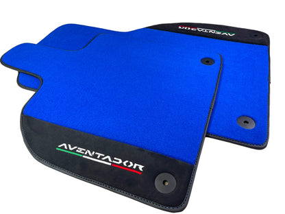 Blue Floor Mats for Lamborghini Aventador 2012-2022 with Alcantara Leather