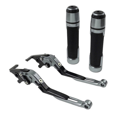 Titanium Extendable Brake Clutch Levers & Handlebar Grips for Kawasaki ZX636R (2003-2006)