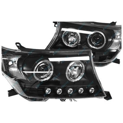 Angel-eye Projector LED BLACK Headlights for Toyota Landcruiser 200 07-15