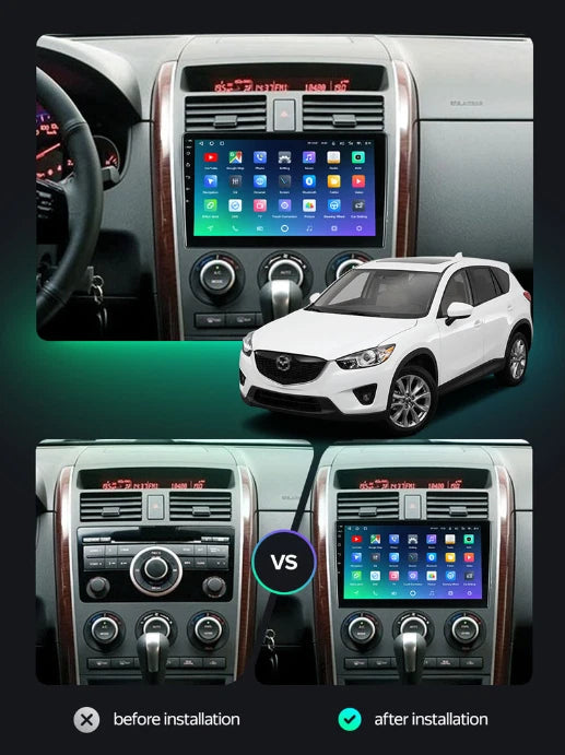 Wireless CarPlay Android Auto Stereo GPS Nav BT for Mazda CX-9 (2007-2015)