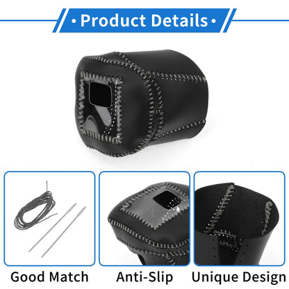 Gear Shift Knob Cover for Nissan Rogue 2021-2024 Black Grey Faux Leather