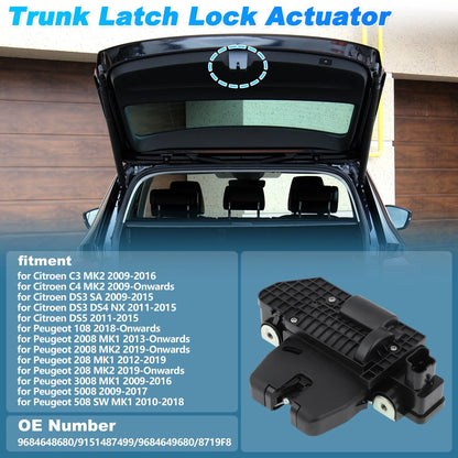 Tailgate Lock Actuator for Citroen C3, C4 & Peugeot 108 (2002-2023)