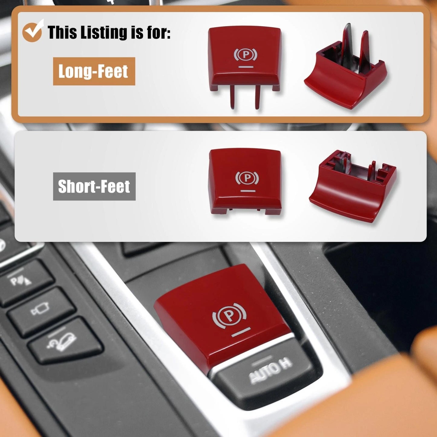 Long Feet P Button Cover for BMW F01 F02 F10 F12 F25 F26 (2010-2017) Red
