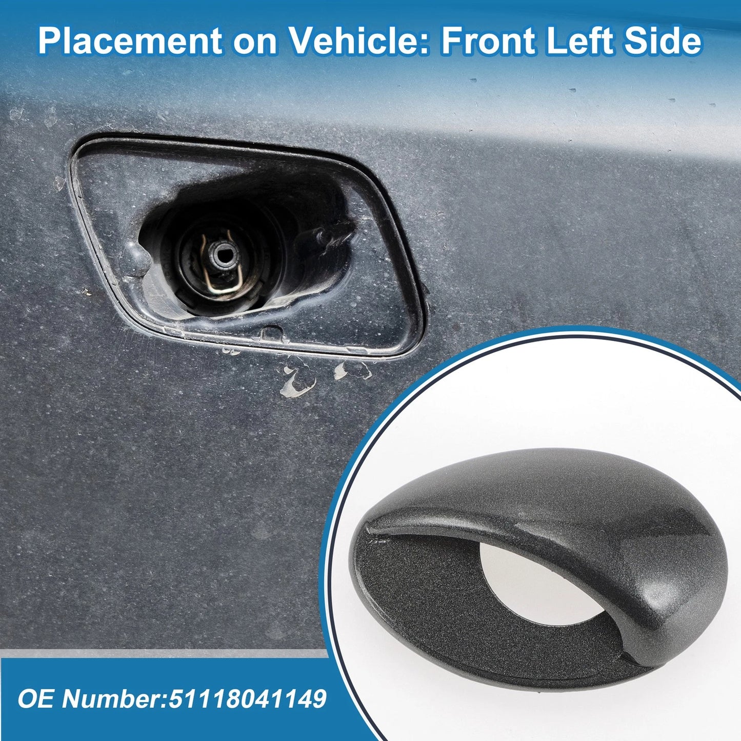 Bumper Headlight Washer Nozzle Cover for BMW M3 (2008-2013) Gray