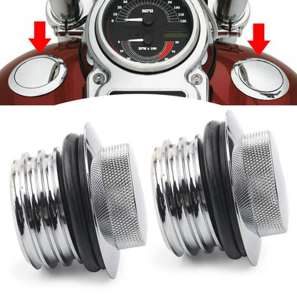 Flush Pop Up Gas Cap Vented Fuel Tank Cover for Harley Chrome