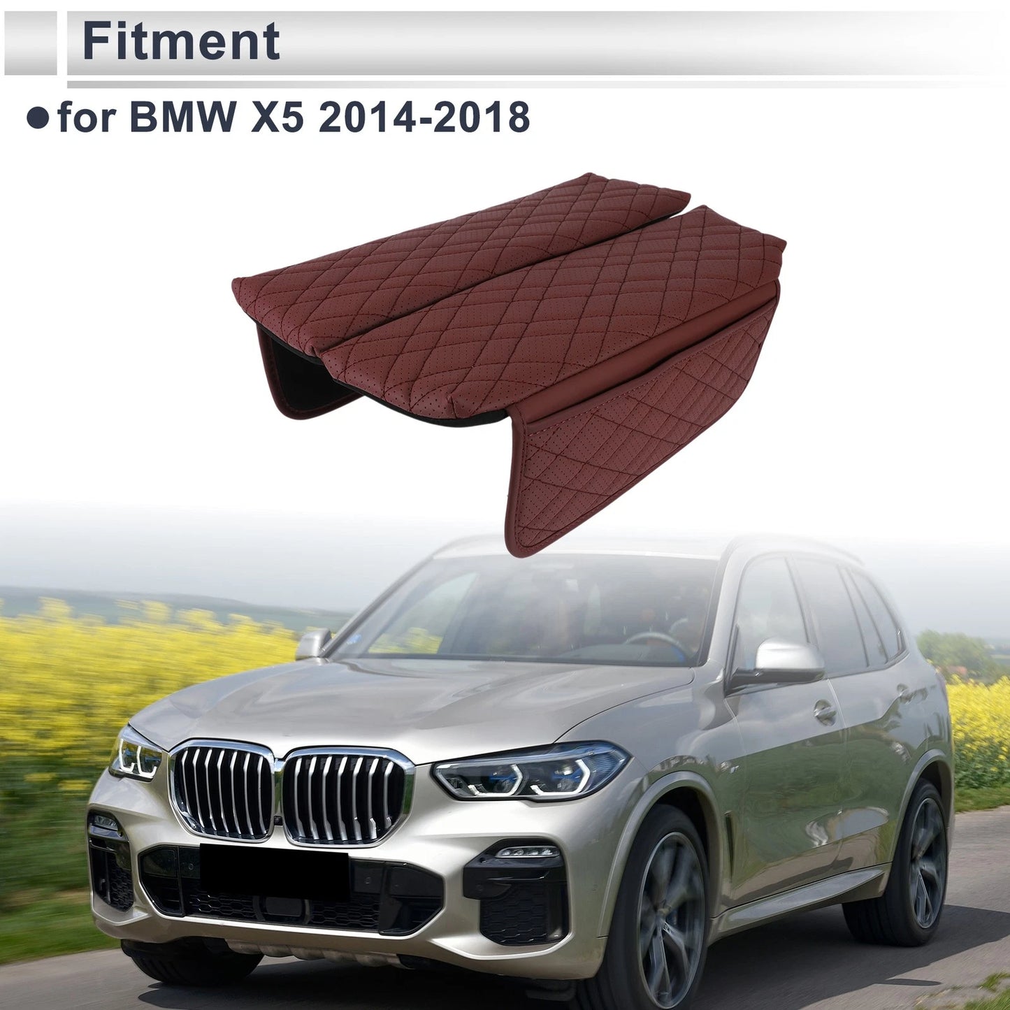 Center Console Cover with Storage Bag for BMW X5 (2014-2018) Red 1 Pair