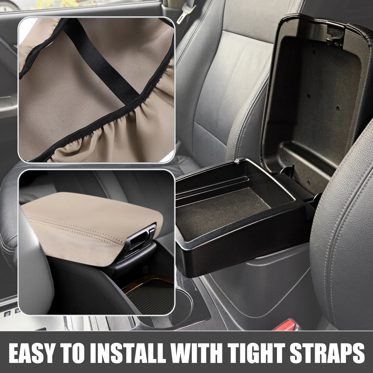 Car Center Console Pad Armrest Cover for Ford F150 (2015-2020) Beige