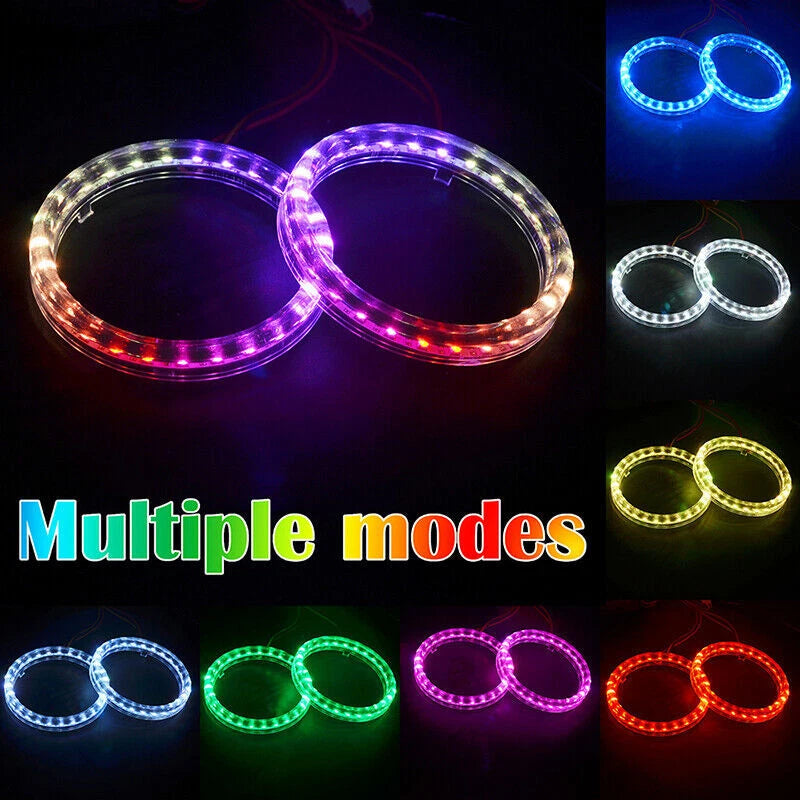 95MM RGB COB LED Angel Eye Halo Ring Lights for Headlight DRL Bluetooth