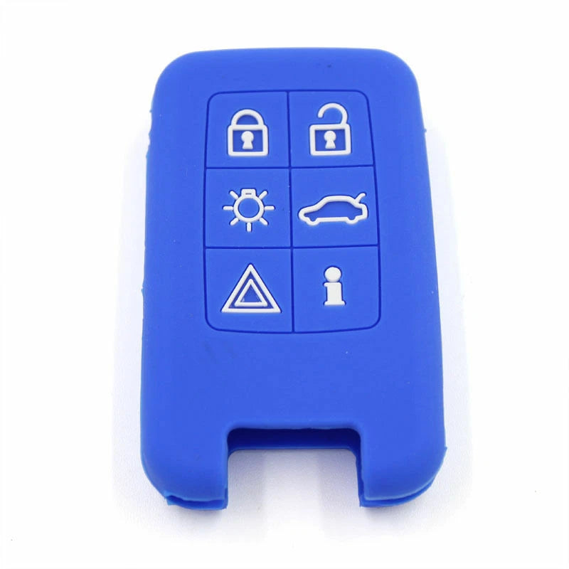 Blue 6BTN Silicone FOB Remote Key Cover Bag fit for VOLVO V40 S80 XC60 S60