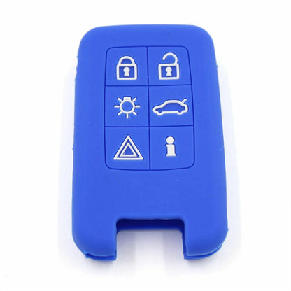 Blue 6BTN Silicone FOB Remote Key Cover Bag fit for VOLVO V40 S80 XC60 S60