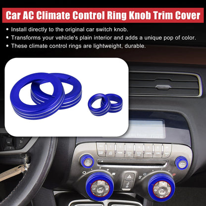 4 x Blue Aluminum Alloy Center Control Ring Knob Cover for Chevrolet Camaro