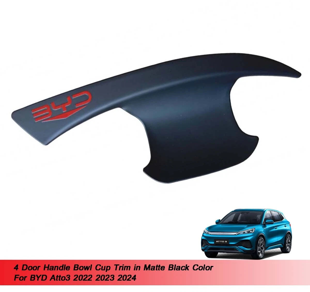 Matte Black Handle Bowl Cup Trim for BYD Atto3 (2022-2024)