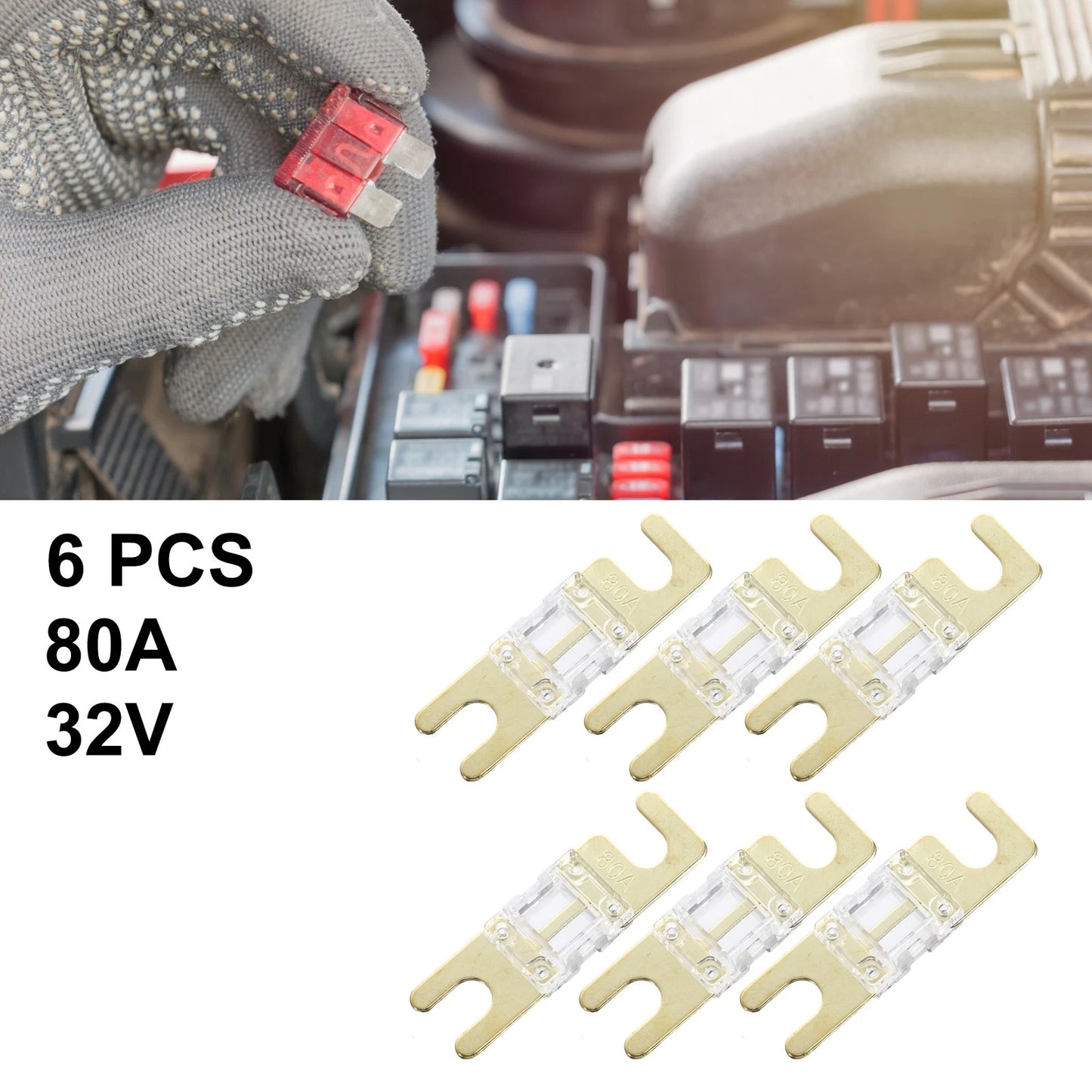 6pcs 80A AFS Mini ANL Fuse for Car, Truck, Motorcycle, Boat, Audio CDs