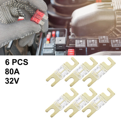 6pcs 80A AFS Mini ANL Fuse for Car, Truck, Motorcycle, Boat, Audio CDs
