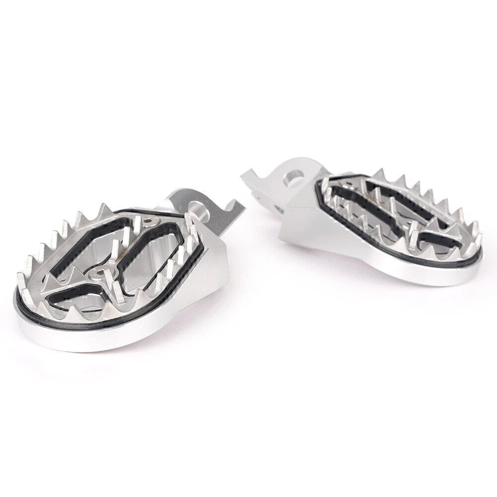 Silver Shark Teeth Racing Foot Pegs for Kawasaki KX250 KX450 (2008-2015)