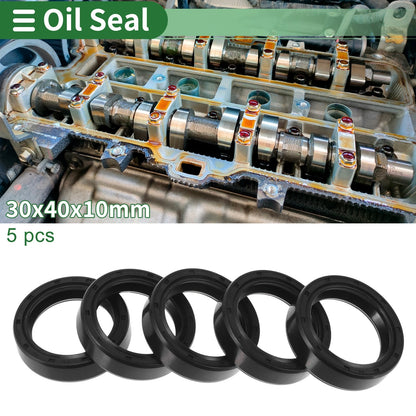 Oil Seal 30x40x10mm Rotary Shaft Seal NBR Black 5 Pcs for Make Model