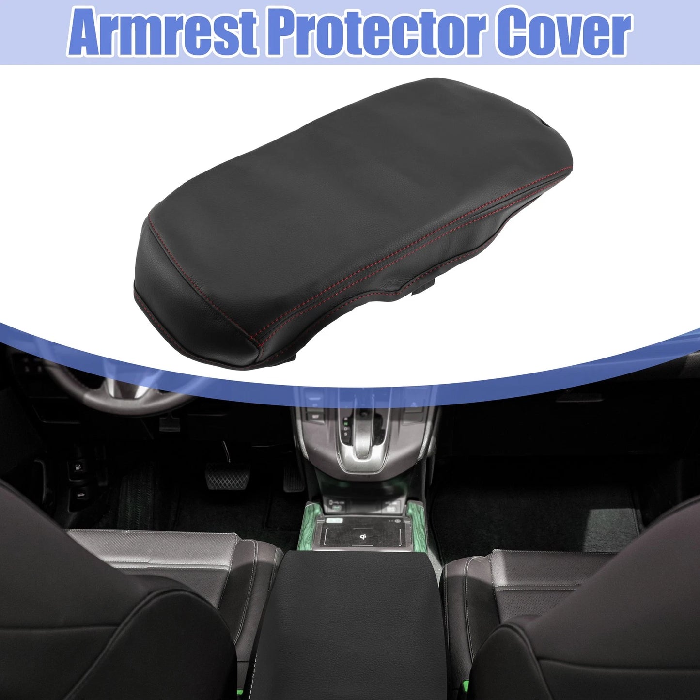Center Console Armrest Cover for Toyota Crown (2019-2023) Black Faux Leather