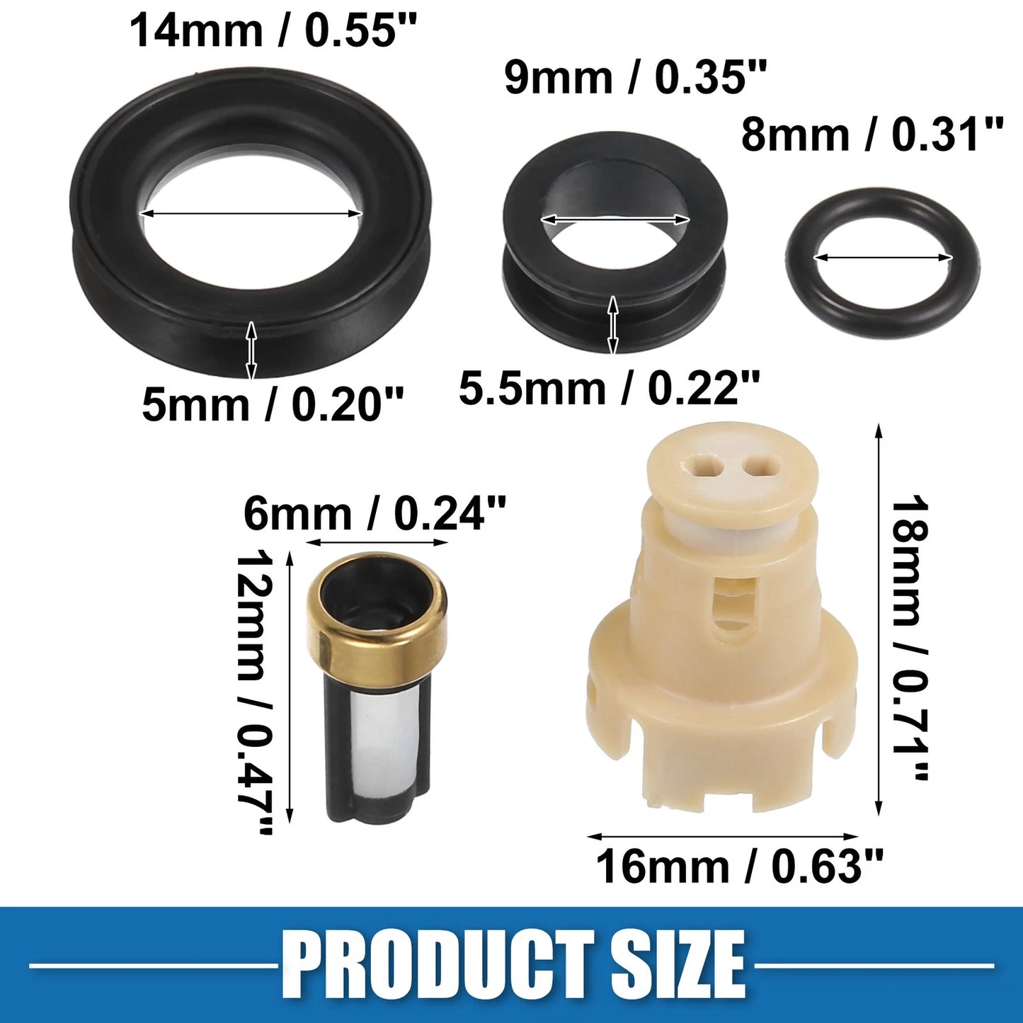 Fuel Injector O Rings Seals 2 x Micro Filters for Toyota Tacoma (1999-2004)