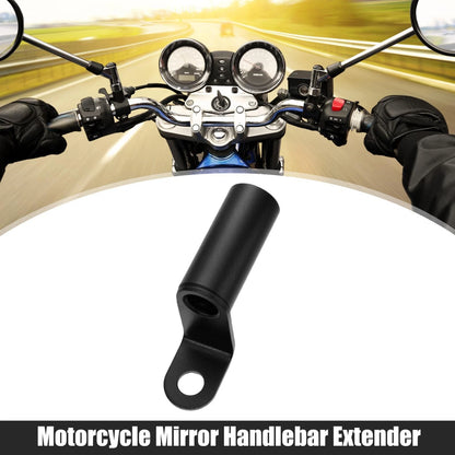 Motorcycle Rearview Mirror Handlebar Extender Holder 10mm Aluminum Alloy Black