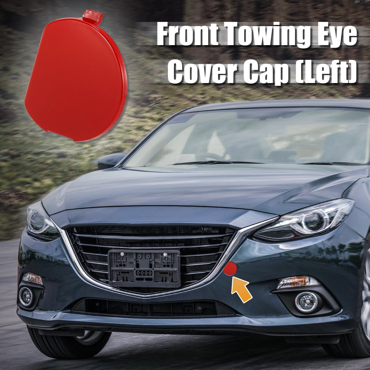 Red Front Bumper Tow Hook Cover for Mazda 3 (2014-2016)