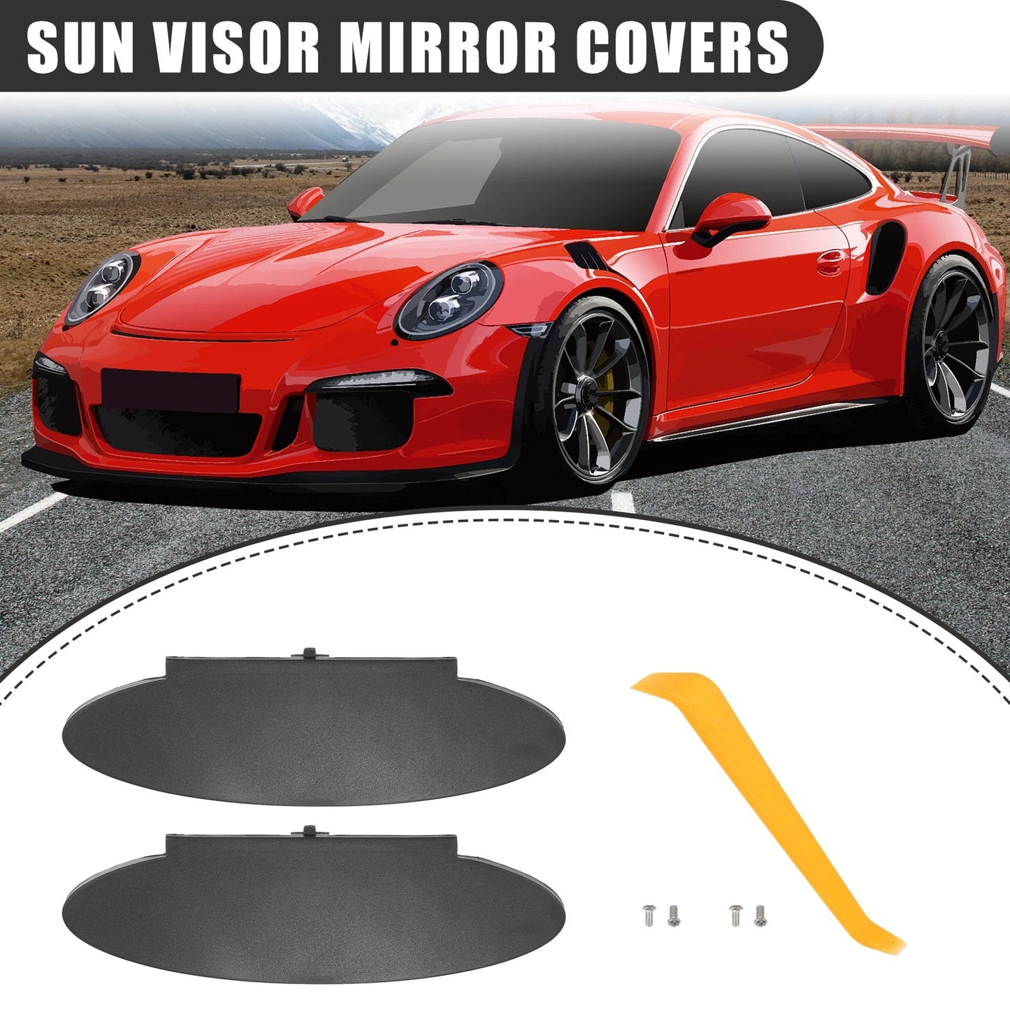 Set Sun Visor Mirror Cover Driver & Passenger Side Visor Lid for Porsche 911