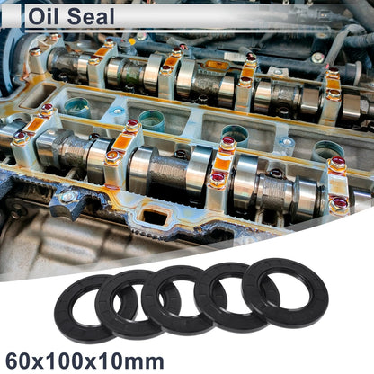 Oil Seal 60x100x10mm NBR Rotary Shaft Seal Black 5 Pcs