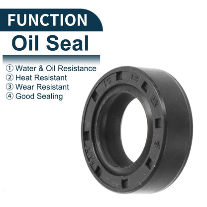 Oil Seal Seal Ring Rotary Shaft Seal NBR Rubber 15x25x8mm Black 5Pcs